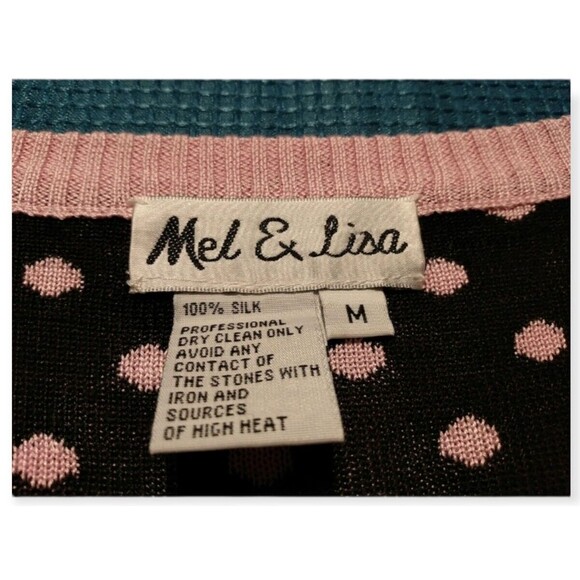 Mel & Lisa Women Top Long Sleeve Pink Polka Dot Rhinestone Size M Barbiecore - Picture 6 of 6